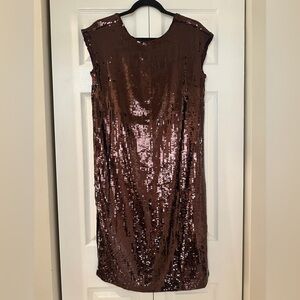 Anthropologie Sequin Sleeveless Dress - Brown